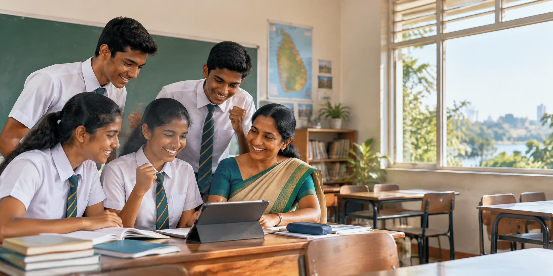 Sri Lankan students celebrating their achievements